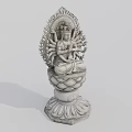 Intricate Stone Guanyin Sculpture Featuring Multi Armed Design And Lotus Base Carving