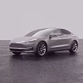 Silver Tesla Sedan With Sleek Modern Exterior And Black Alloy Wheels