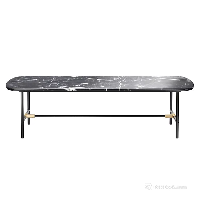 Modern Black Marble Coffee Table With Metal Frame And Sleek Surface Design 3d model 