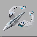 Futuristic Spaceship With Aerodynamic Structure And Blue Logos For Space Exploration 3d model
