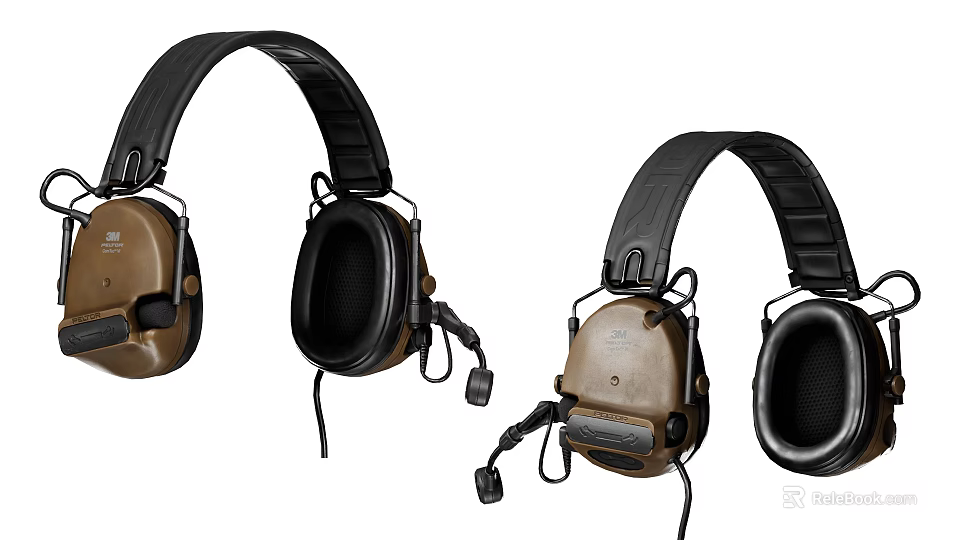 Modern Over Ear Wired Headphones With Black And Brown Color Designs And Soft Ear Cups 3d model 