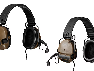 Modern Over Ear Wired Headphones With Black And Brown Color Designs And Soft Ear Cups 3d model