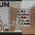 Sun Rise Fashion Store With Wooden Shelves Window Display Mannequin And Bags