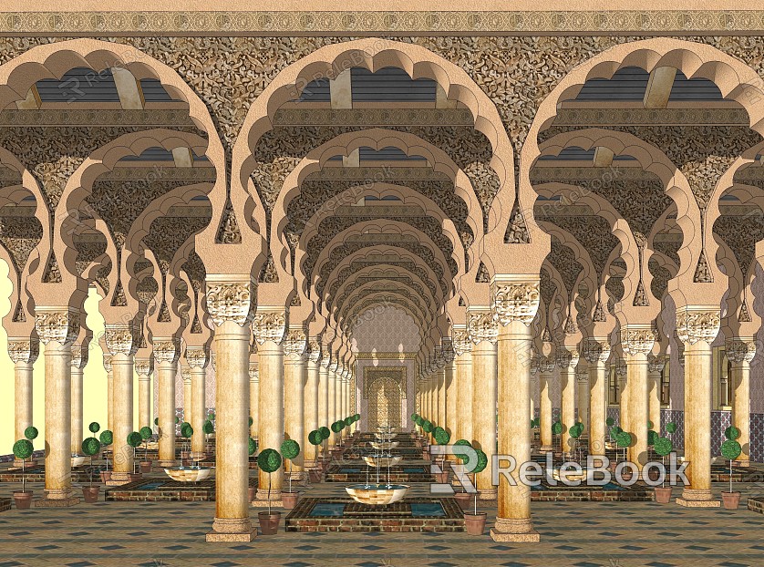 Islamic style cloister pavilion porch model