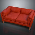 Comfortable Red Two Seater Sofa With Wooden Legs And Modern Design