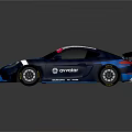 Blue Racing Car With White Stripes Racing Team Livery And ProForm Logo