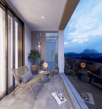 Modern Balcony Home Leisure Balcony 3d model