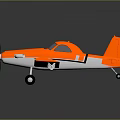 Orange Airplane Model With White And Orange Wings Black Windows On Gray Background With Reflection