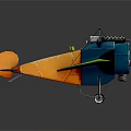 Colorful Space Biplane Model With Blue Orange Body Green Wings And Propeller