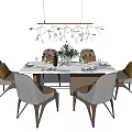 Modern Dining Table and Chair Combination Dining Table and Chair Rectangular Dining Table and Chair Combination 3d model