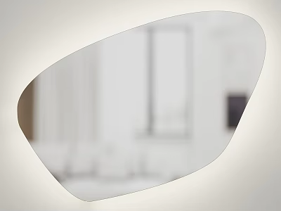 Irregular Shaped Mirror Reflecting Room Interior With Furniture And Window Outline 3d model