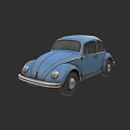 Blue Vintage Beetle Car Classic Exterior Design With Retro Style