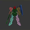 Game Movie Character Dark Green Mech Warrior With Detailed Mechanical Design Holding Weapon And Shield