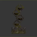 Decorative Geometric Sculpture With Multi Tiered Diamond Frames And Bowl Holders