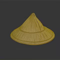 Conical Bamboo Hat Natural Brown Handwoven Traditional Design Isolated Dark Background With Reflection