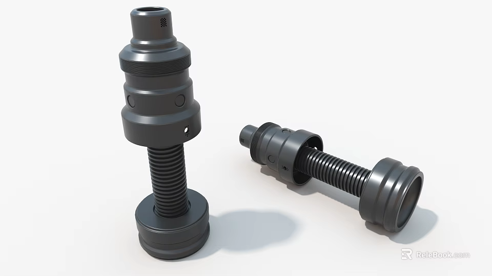 Industrial Equipment Threaded Cylindrical Metal Components Featuring Structural Design For Mechanical Applications 3d model 