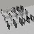 Modern Public Facility Automatic Gates Silver Linear Arrangement With Card Readers