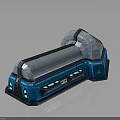 Futuristic Blue Aerospace Module With Metallic Structure And Illuminated Space Details