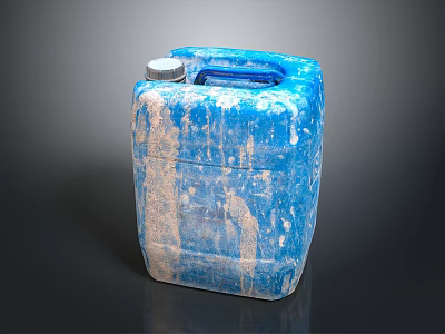 Blue Plastic Household Bucket With Lid Handle And White Stains For Daily Use 3d model