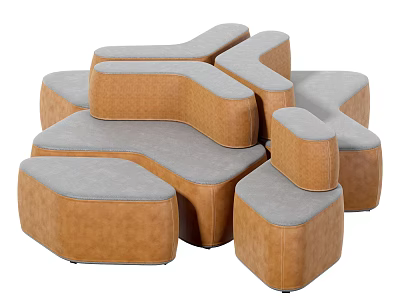 Modern Abstract Shape Sofa With Brown Gray Modular Design And Comfortable Seating 3d model
