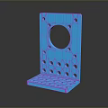Blue Perforated Plastic Stand With Central Circular Hole And Multiple Small Holes