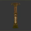 Classical Stone Column With Ornate Carved Capital And Intricate Base Details