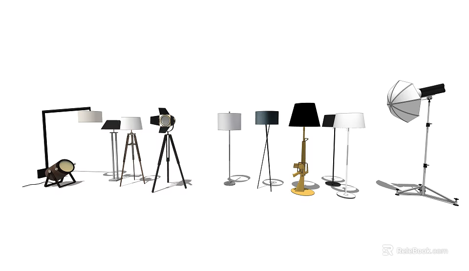 Various Modern Floor Lamps With Different Designs For Home Interior Lighting 3d model 