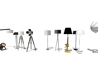 Various Modern Floor Lamps With Different Designs For Home Interior Lighting 3d model