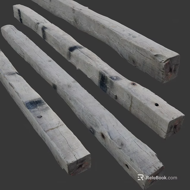 Rustic Stone Wood Logs With Natural Texture Black Marks And Holes 3d model