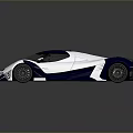Modern White and Blue Supercar with Sleek Exterior and Sporty Design
