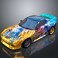 Vibrant Graffiti Sports Car Body Design With Colorful Art And Shiny Wheels