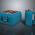 Stylish Blue Kitchen Appliances Toaster And Kettle With Copper Accents For Modern Home Kitchen