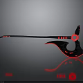 Futuristic Battle Axe Weapon with Black Handle and Red Glowing Accents