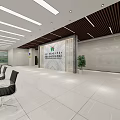 Modern Service Hall Interior With White Floor Green Stools And Service Counters 3d model