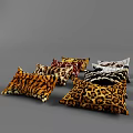Stylish Animal Print Throw Pillows with Leopard Tiger and Zebra Patterns 3d model