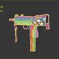 Colorful Toy Gun With Rainbow Stripes And Cute Cartoon Cloud Design