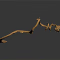 Artistic Golden Mythical Character With Curved Branched Serpent Creature Sculpture Design