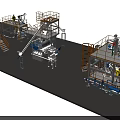 Industrial Equipment Processing Plant With Operational Platforms Piping And Safety Railings