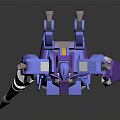 Blue And Purple Mecha Game Movie Character With Spear Weapon And Mechanical Armor Design