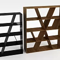 Modern Geometric Bookshelf Design With Black And Brown Wooden Shelving Units