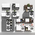 Modern Bathroom Cabinet Racks With Washing Machine Storage And Potted Plant Decorations