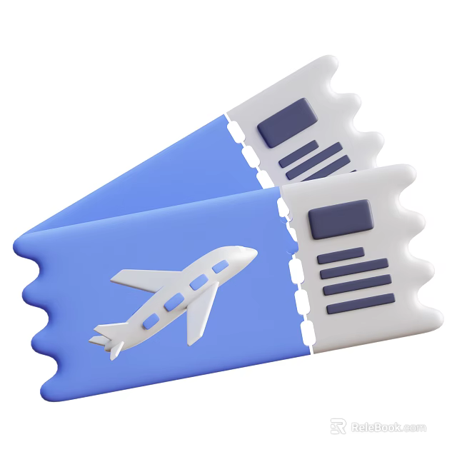 Blue White Airplane Ticket Shaped Ornament Decorative Set For Home Decor 3d model 
