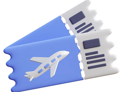 Blue White Airplane Ticket Shaped Ornament Decorative Set For Home Decor 3d model