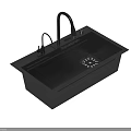 Modern Black Single Bowl Kitchen Sink With Stainless Steel Faucet And Drain Design