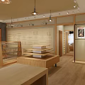 Modern Shopping Mall Store Interior Design With Wooden Display Racks And Exhibition Tables
