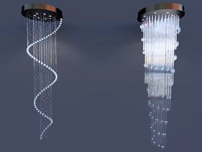 Elegant Modern Crystal Chandeliers With Spiral Design And Vertical Crystal Pendants 3d model