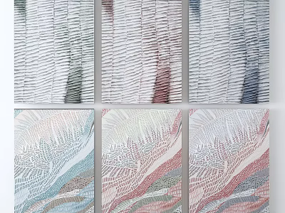 Modern Colorful Abstract Wall Art Paintings With Striped Patterns And Mixed Tones 3d model
