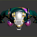 Futuristic Character In Green Armor With Colorful Accents And Mythical Creature Companion