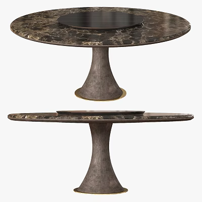 Elegant Modern Dining Table With Marble Veined Top And Cone Shaped Base 3d model
