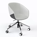 Contemporary Table and Chair Set with Gray White Leather Chair Metal Frame and Wheeled Base